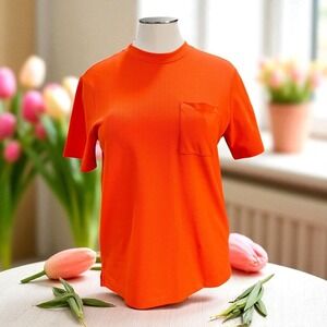 GSTQ Textured Pocket Tee Orange Womens T Shirt Streetwear‎ Boxy Fit NWT